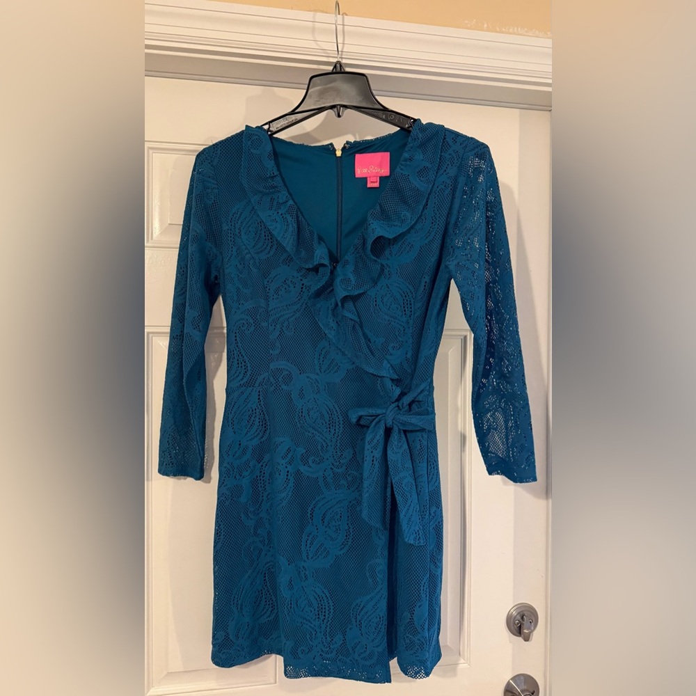 Lilly Pulitzer Teal Long Sleeve Lace Romper